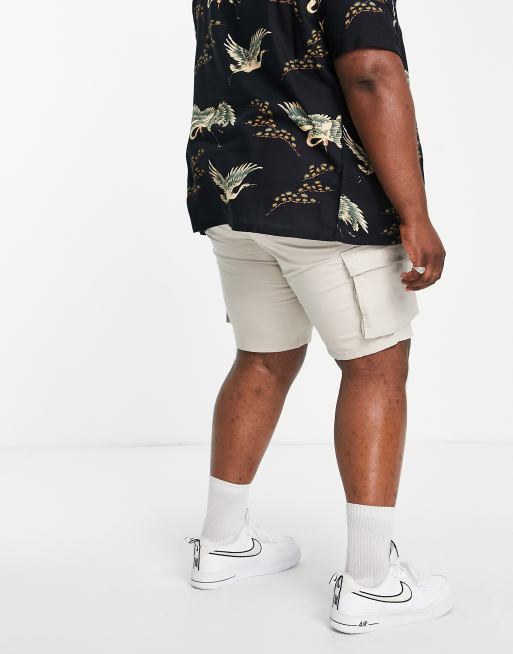 Only & Sons Plus slim fit cargo shorts in beige