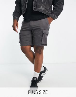 Only & Sons Plus slim fit cargo shorts in grey