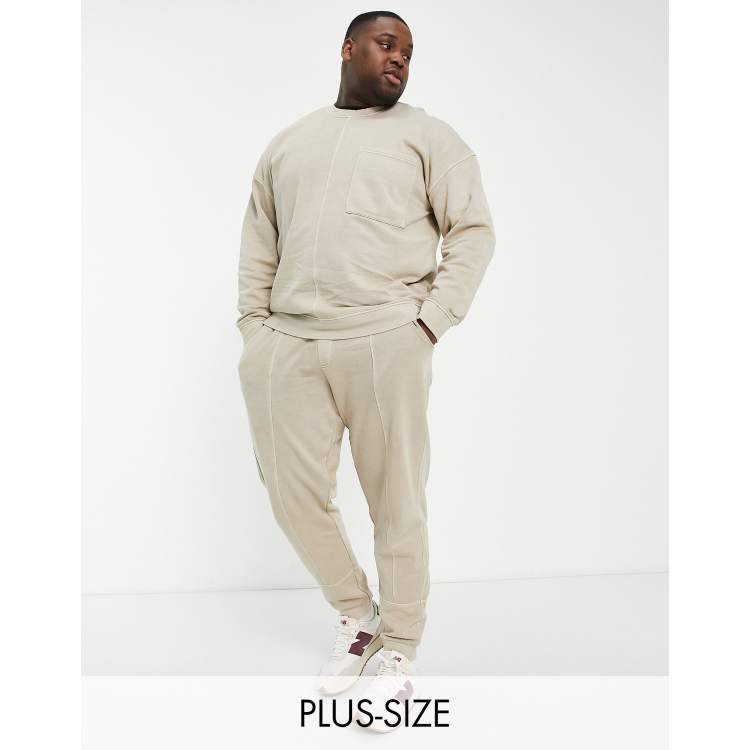 Only Sons Plus Slim-fit trainingspak met wassing in beige ASOS