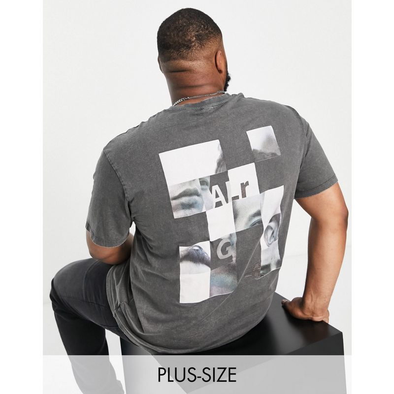 Novità Uomo Only & Sons Plus - T-shirt oversize grigio slavato con stampa