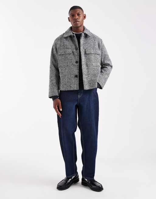 ONLY & SONS pocket detail short jacket in houndstooth
