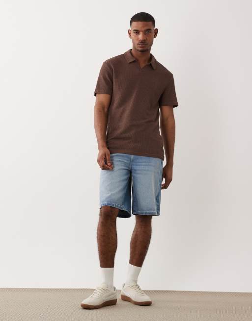 ONLY & SONS - Polo a maniche corte color cioccolato con spacco sul collo, 2 di 5