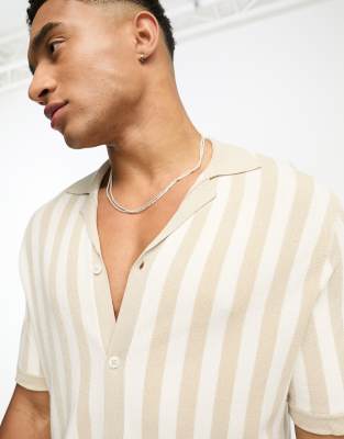 Only & Sons - Polo en maille texturée avec col à revers - Beige