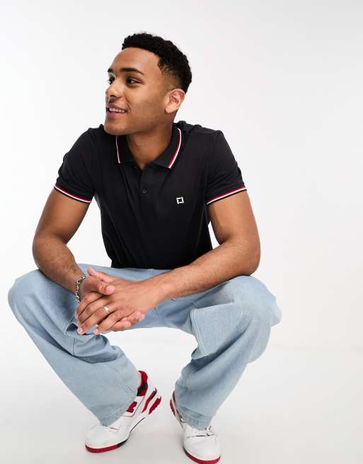 Only & Sons polo in navy with tipping detail  