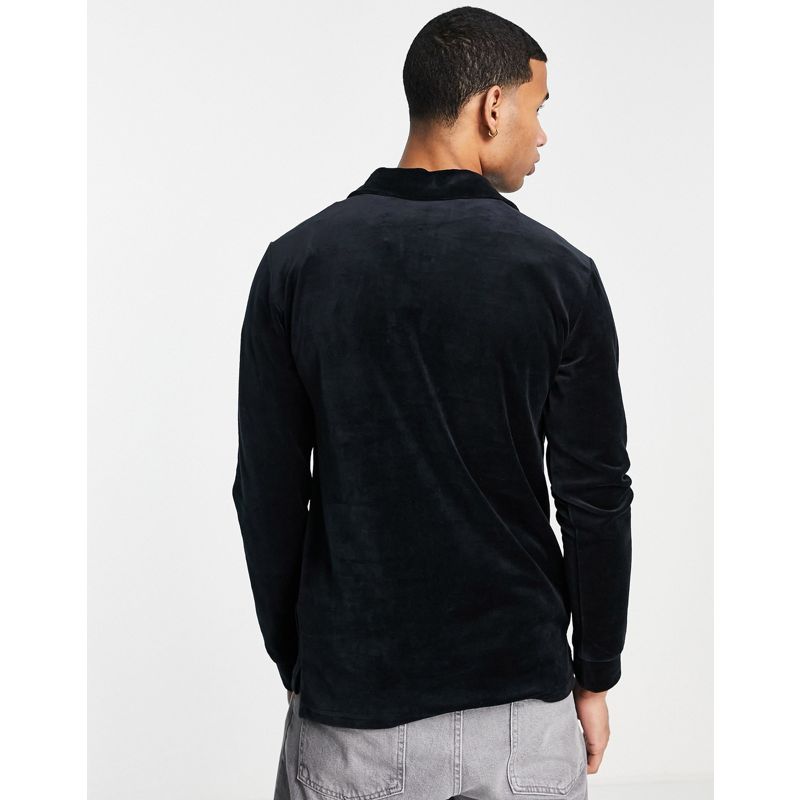 Polo 1FfX0 Only & Sons - Polo in velour blu navy a maniche lunghe