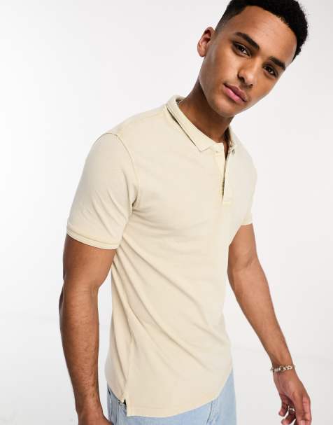 ONLY & SONS polo in washed beige 