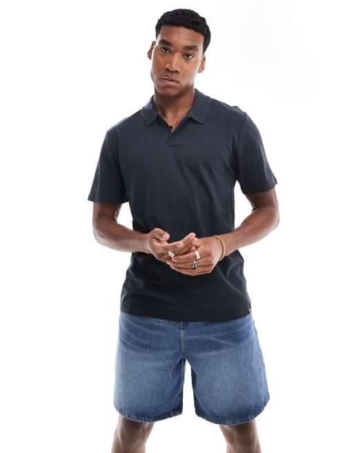 ONLY & SONS – Polohemd in Marineblau mit Reverskragen