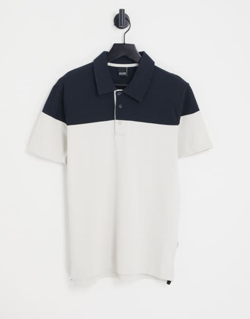 Only & Sons – Polohemd mit Blockfarbendesign in Dunkelgrau 