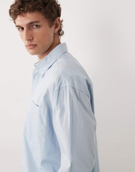 Only & Sons - Poplin overhemd van katoen met lange mouwen in lichtblauw, 3 van 7
