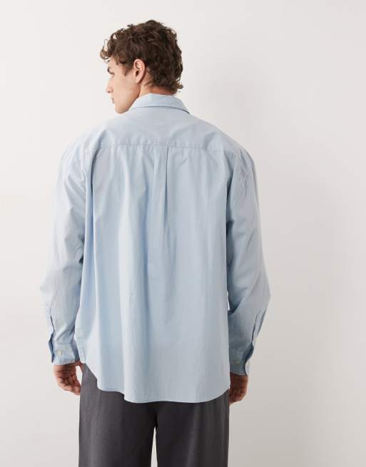 Only & Sons - Poplin overhemd van katoen met lange mouwen in lichtblauw, 5 van 7