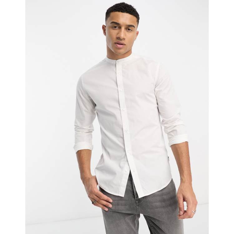 Pardon betalen Ontkennen Only & Sons - Poplin overhemd zonder kraag in wit | ASOS