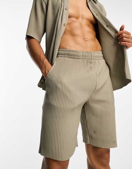 Only & Sons – Prążkowane szorty w kolorze khaki, część zestawu, 1 z 4