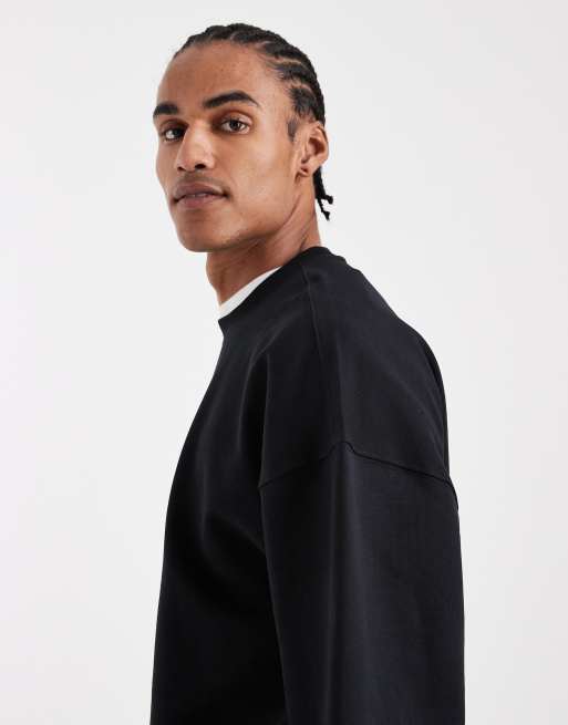ONLY & SONS premium 400gsm heavyweight oversized fit crew neck sweatshirt in black - part of a set, 4 of 5