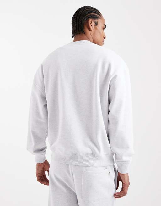 ONLY & SONS premium 400gsm heavyweight oversized fit crew neck sweatshirt in light gray - part of a set, 2 of 5