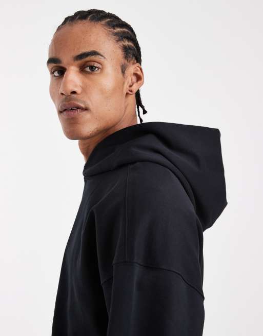 ONLY & SONS premium 400gsm heavyweight oversized fit hoodie co-ord in black, 4 of 5