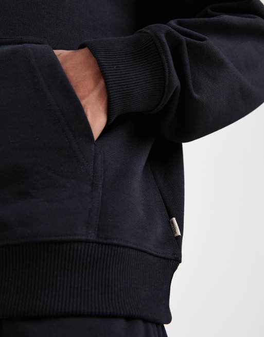 ONLY & SONS premium 400gsm heavyweight oversized fit hoodie in black - part of a set, 5 of 5