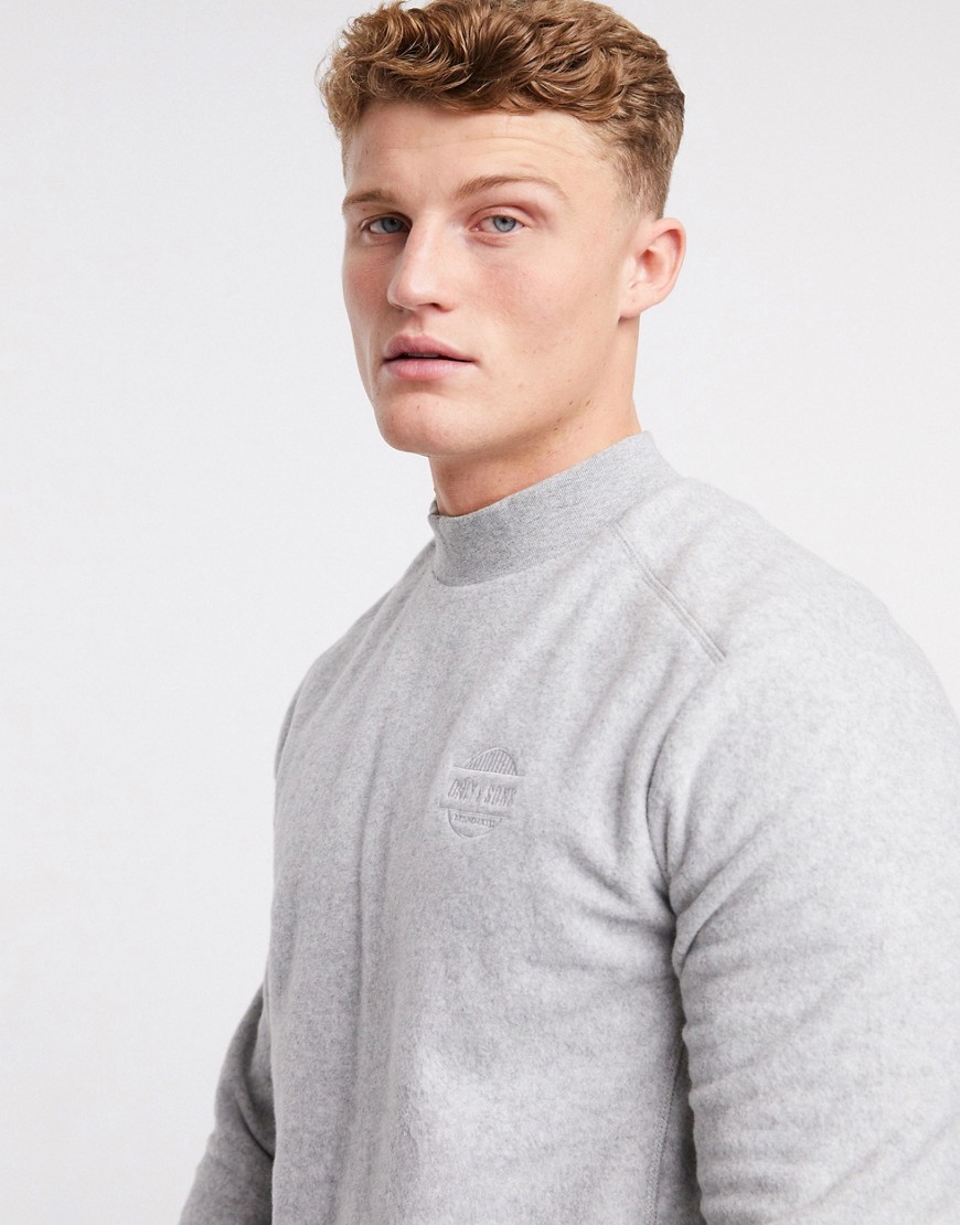 Only & Sons premium high neck fleece in brushed gray-Grey