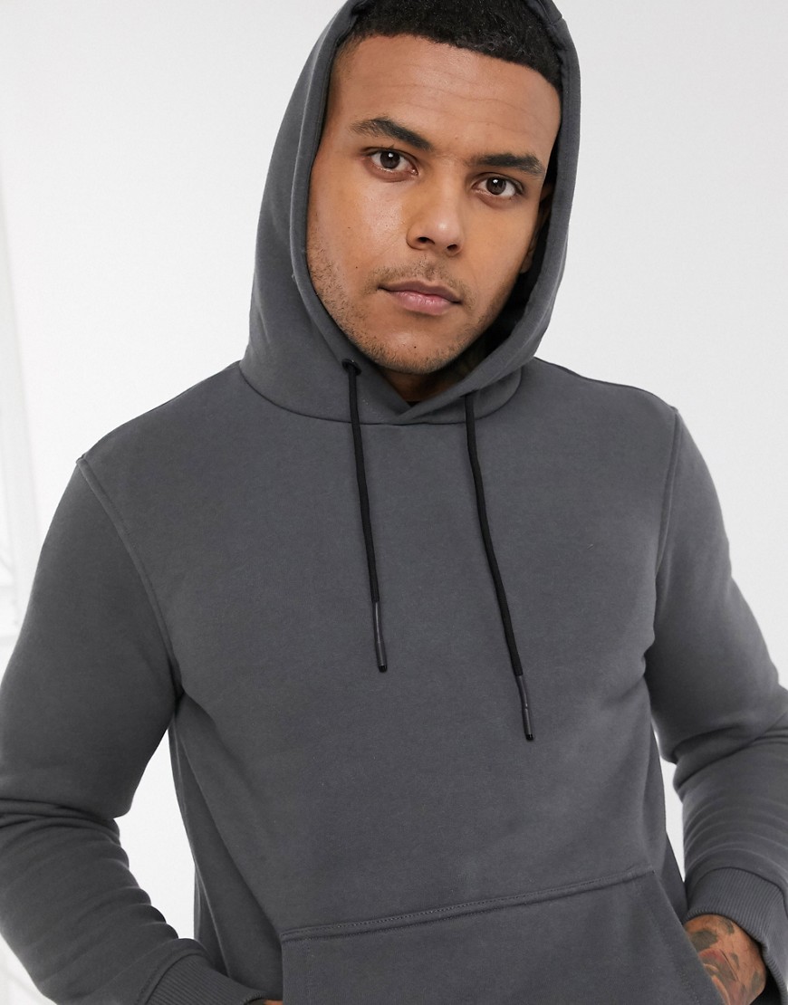 Only & Sons premium hooded sweat in dark grey