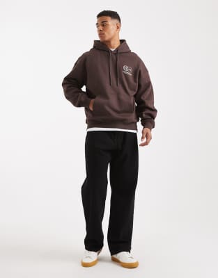 Only & Sons Printed Hoodie In Brown