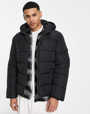 ONLY & SONS PUFFER JACKET WITH HOOD IN BLACK