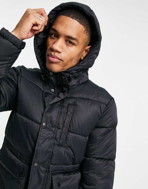 Puffer Jacket With Hood Black