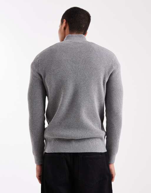 ONLY & SONS - Pull côtelé à col zippé - Gris, 3 de 5