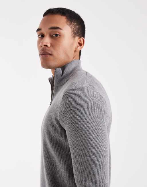 ONLY & SONS - Pull côtelé à col zippé - Gris, 4 de 5