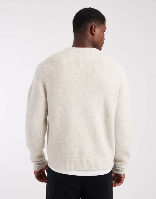 ONLY & SONS - Pull coupe carrée en maille avec col ras de cou - Beige, 3 de 5