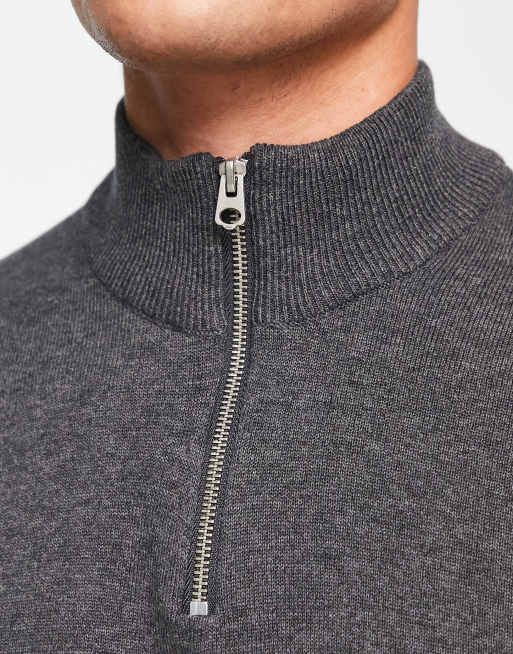 Only & Sons - Pull en maille à fermeture éclair partielle - Gris clair chiné, 2 de 4