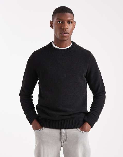ONLY & SONS - Pull en maille chenille ras de cou - Noir - view 1