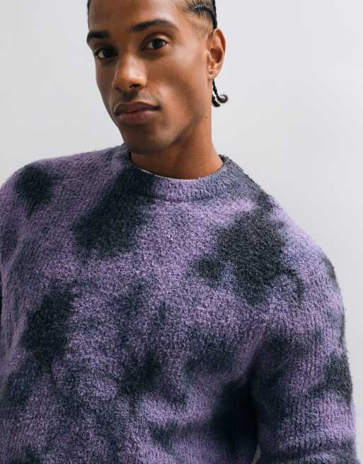 ONLY & SONS pull en maille coupe décontractée ras de cou à motif tie-dye violet, 2 de 5