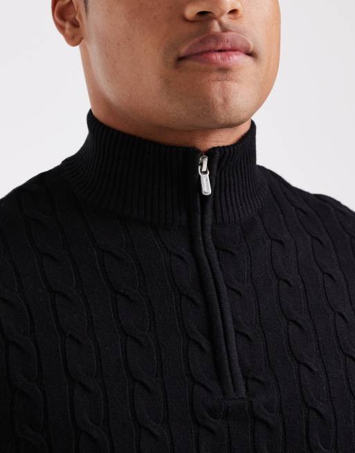 ONLY & SONS - Pull en maille torsadée avec col zippé - Noir , 5 de 5