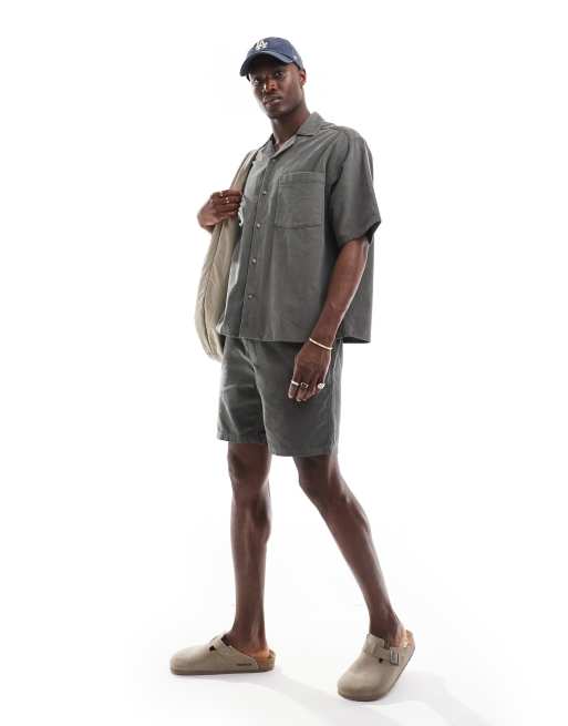 ONLY & SONS pull on fine cord shorts in grey (part of a set)