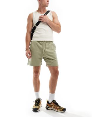 pull on jersey shorts in sage-Green