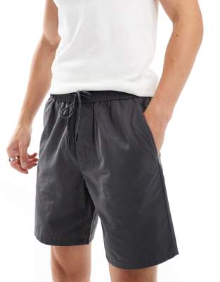 pull on parachute shorts in gray