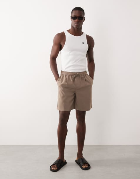 ONLY & SONS pull on pleated shorts in light brown - view 1
