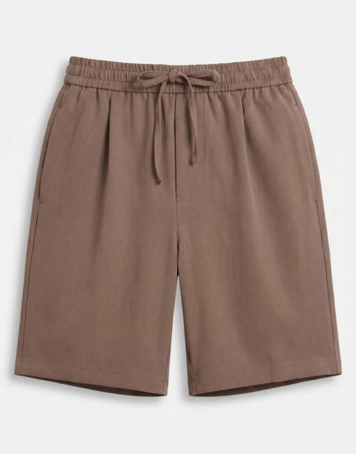 ONLY & SONS pull on pleated shorts in light brown, 7 of 7