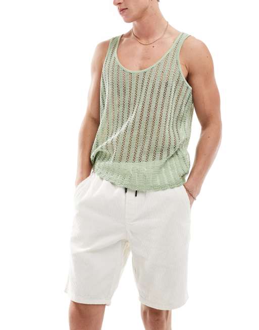 Only & Sons – Pull-on-Shorts aus Cord in gebrochenem Weiß