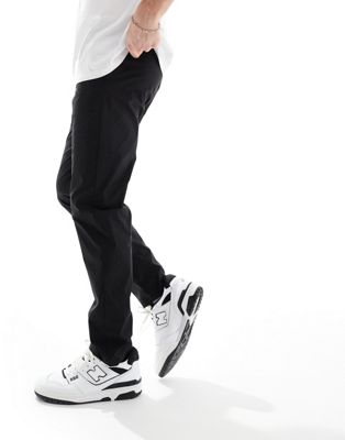 pull on tapered fit pants in black