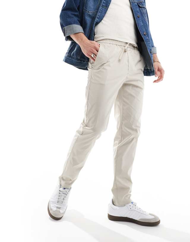 ONLY & SONS - pull on tapered  fit trouser in beige