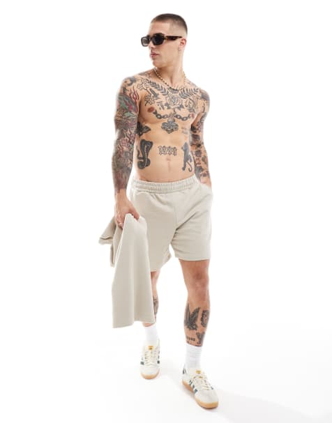 ONLY & SONS pull on textured shorts in beige - part of a set - view 1