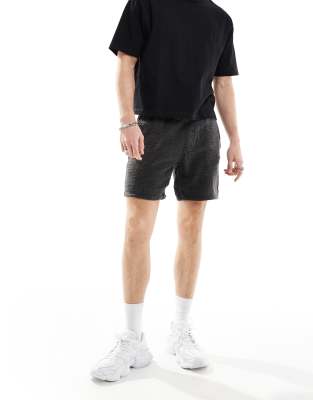 pull on textured shorts in washed gray