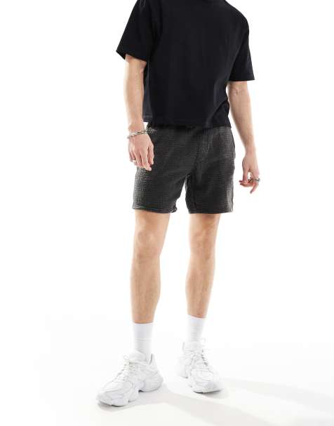 ONLY & SONS pull on textured shorts in washed grey - view 1