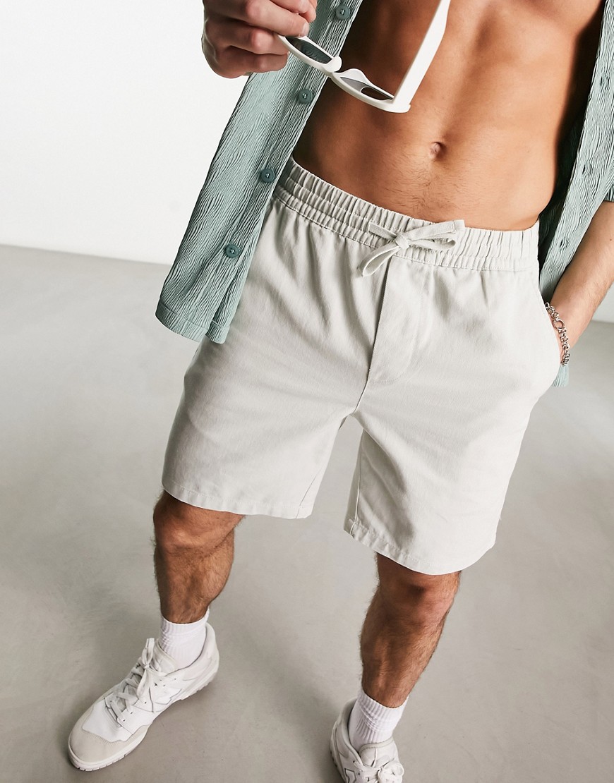 Only & Sons Pull On Twill Shorts In Gray