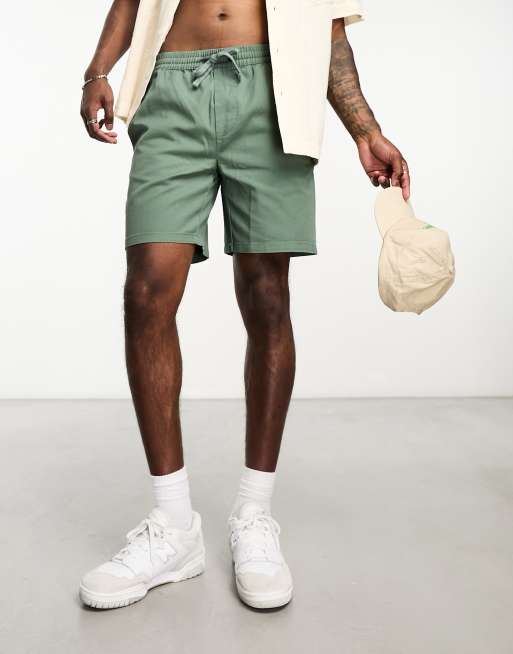 Only & Sons pull on twill shorts in khaki