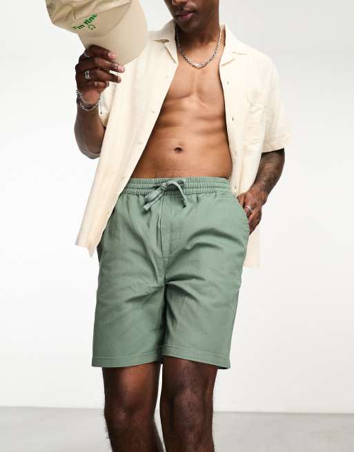 Only & Sons pull on twill shorts in khaki