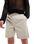 [ONLY & SONS] ONLY & SONS pull on twill shorts in stone-Neutral XS Silver Lining