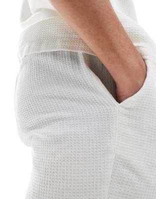 ONLY & SONS pull on waffle shorts in ecru - part of a set