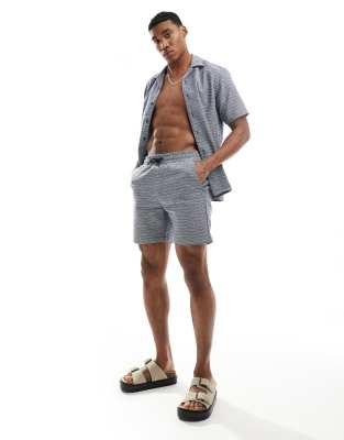 ONLY & SONS ONLY & SONS pull on woven textured short co-ord in navy