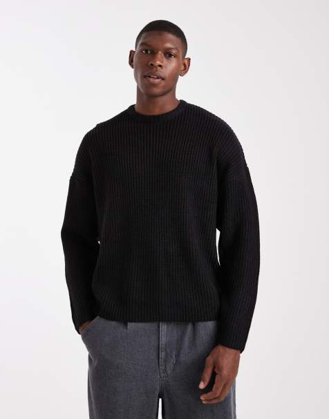 ONLY & SONS - Pull oversize en maille pêcheur côtelée - Noir - view 1